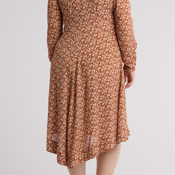 Joie Floral Print Long Sleeve Harko Dress, NWTS, Size 3X, Orange/Cream/Brown - Picture 2 of 10